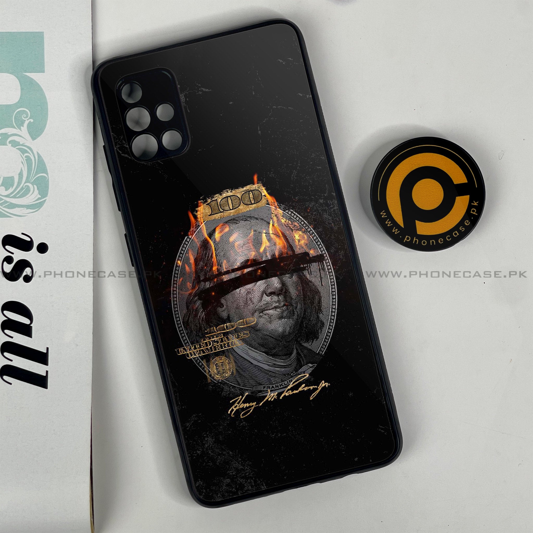 Samsung Galaxy A51 Dollar Series Premium Printed Glass soft Bumper shock Proof Case