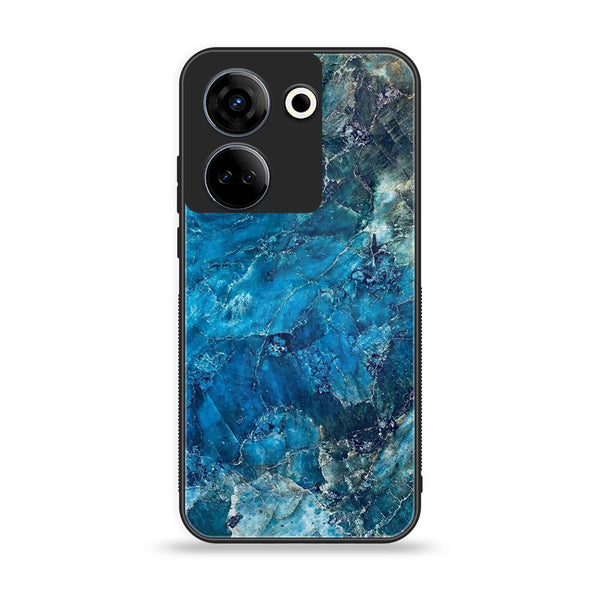 Tecno Camon 20 Pro - Blue Marble Series Design 10  - Premium Printed Glass soft Bumper shock Proof Case CS-21517