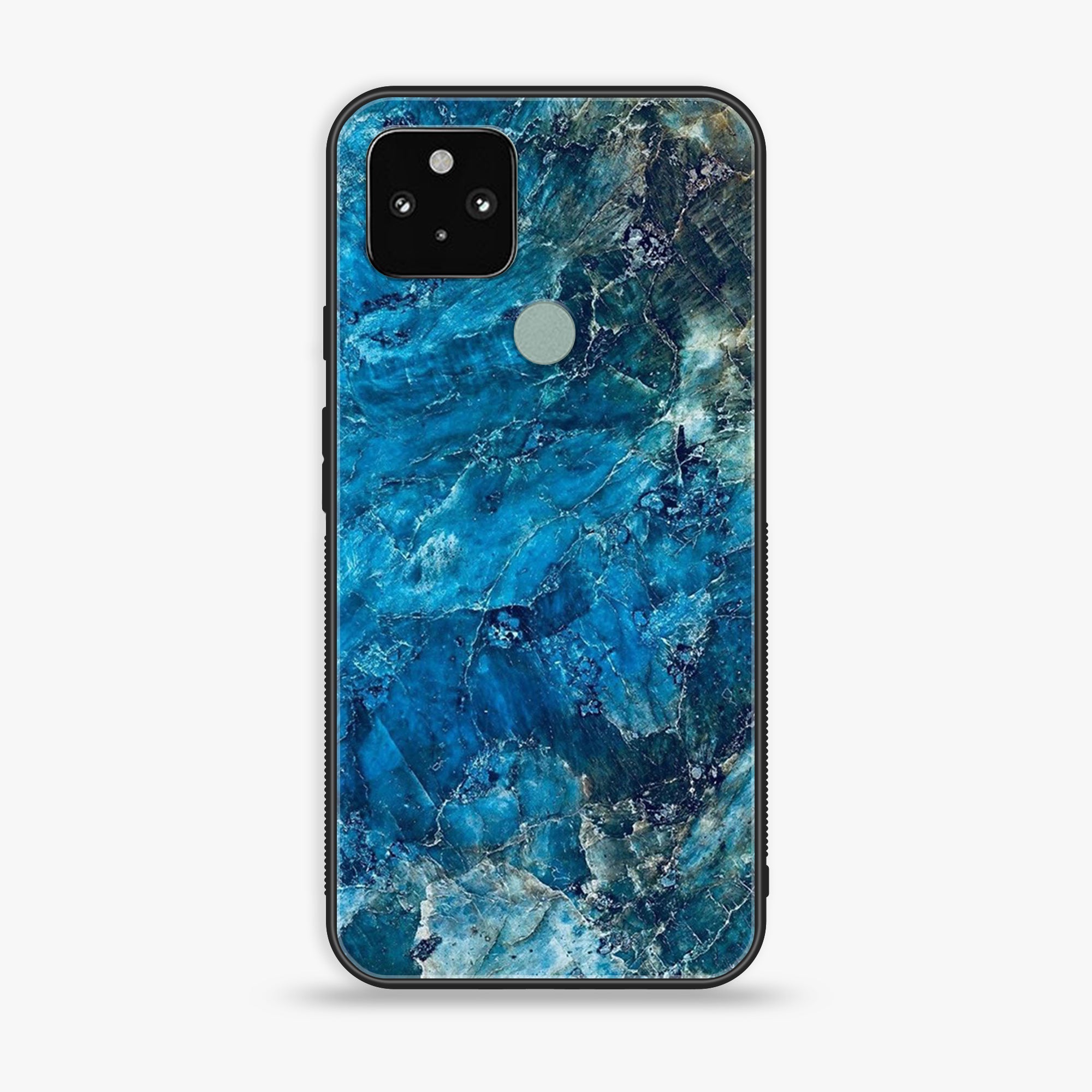 Google Pixel 5- Blue Marble Series - Premium Printed Glass soft Bumper shock Proof Case