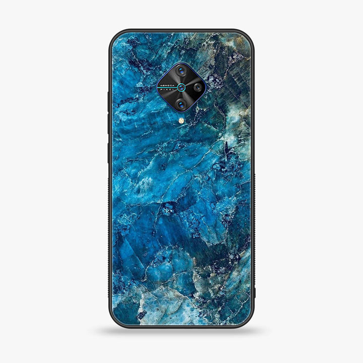 Vivo S1 Pro / vivo Y51 2020 (Camera in middle) - Blue Marble Design  - Premium Metal  Printed soft Bumper shock Proof Case CS-28967