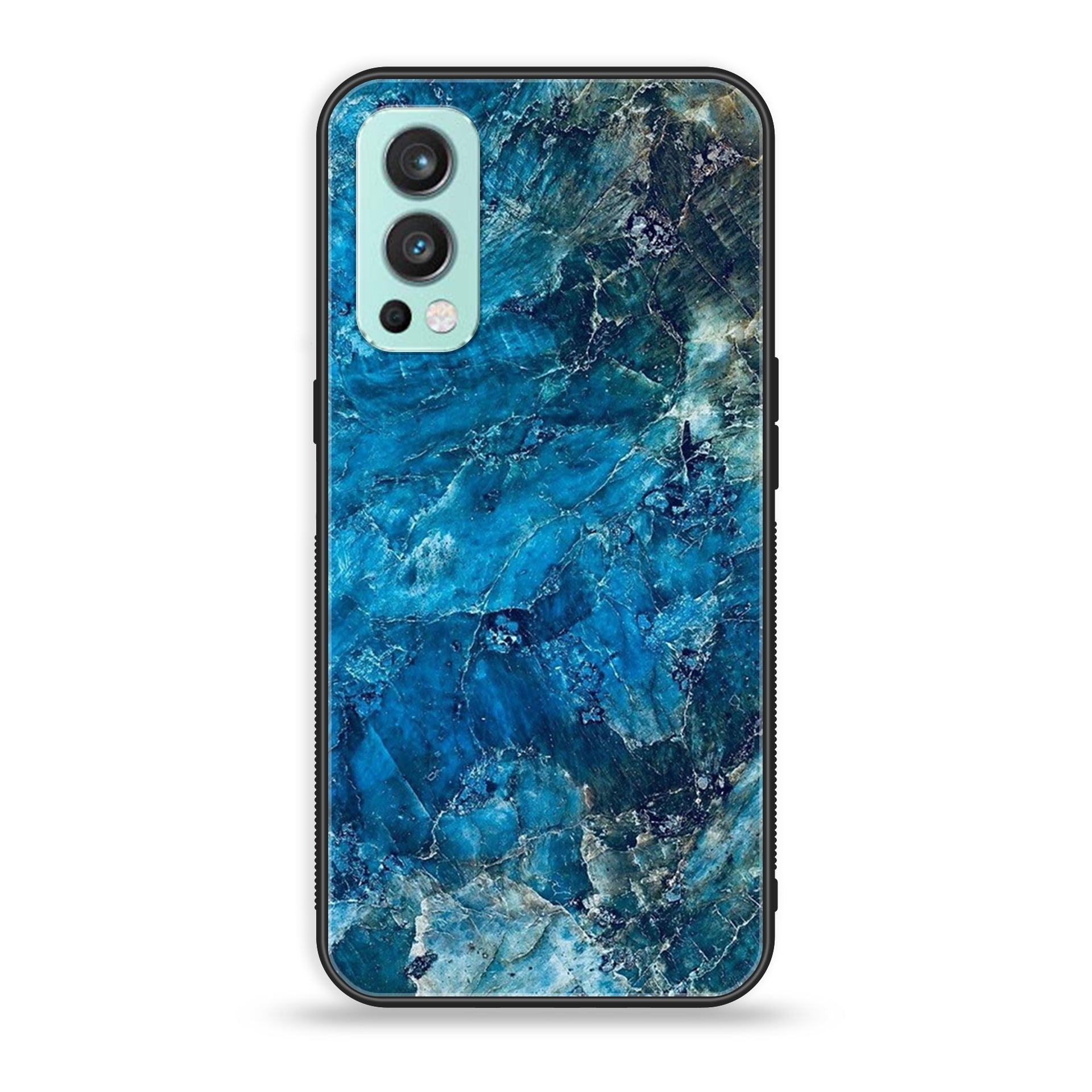 OnePlus Nord 2 5G - Blue Marble Series - Premium Printed Glass soft Bumper shock Proof Case