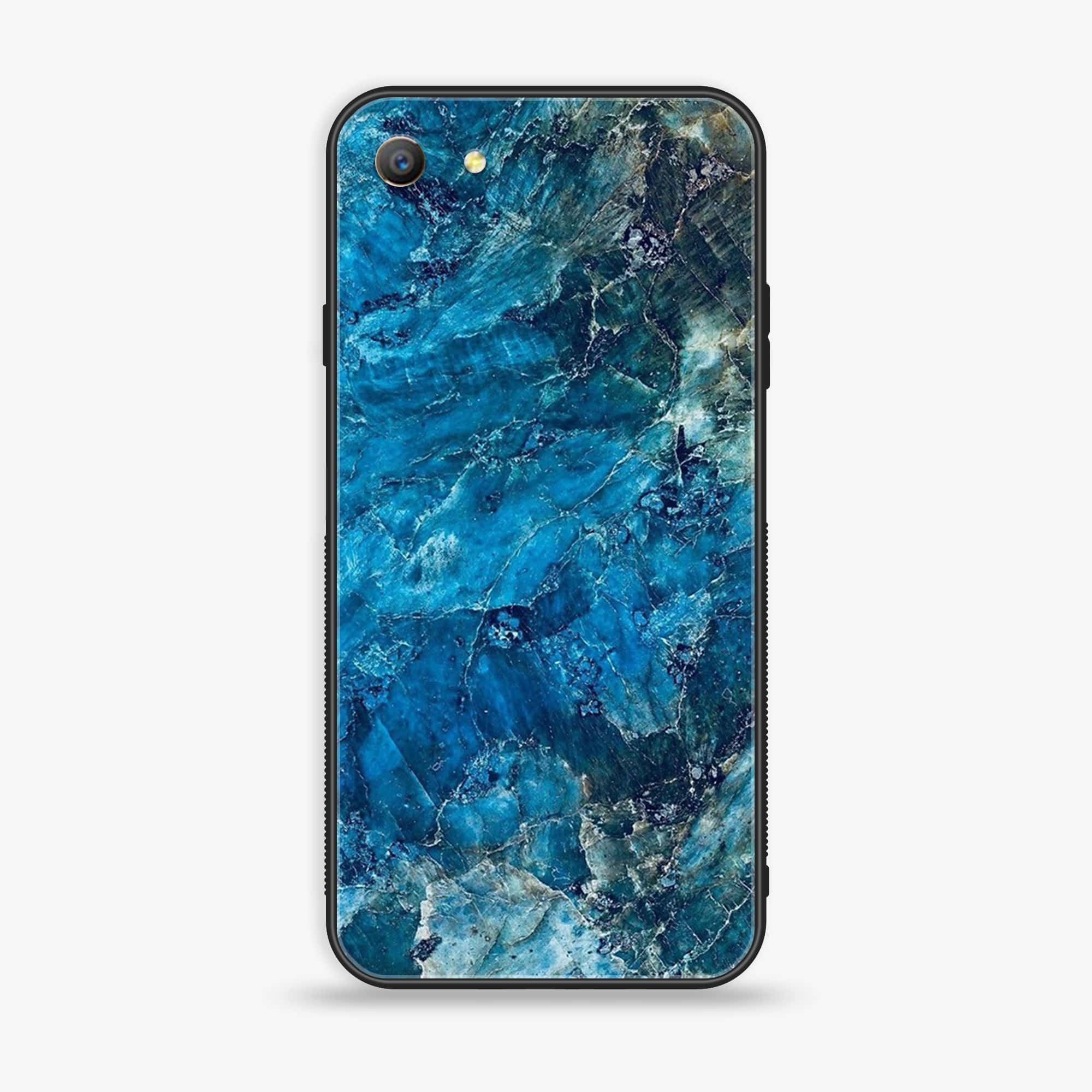 Oppo A57 Blue Marble series Premium Printed Glass soft Bumper shock Proof Case