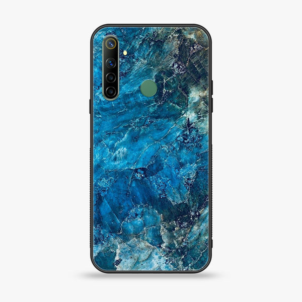 Realme 6i Blue Marble Series Premium Printed Glass soft Bumper shock Proof Case