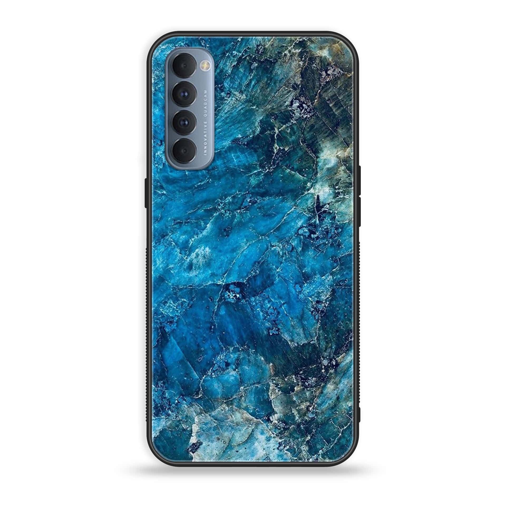 Oppo Reno 4 Pro 4G - Blue Marble Series - Premium Printed Glass soft Bumper shock Proof Case