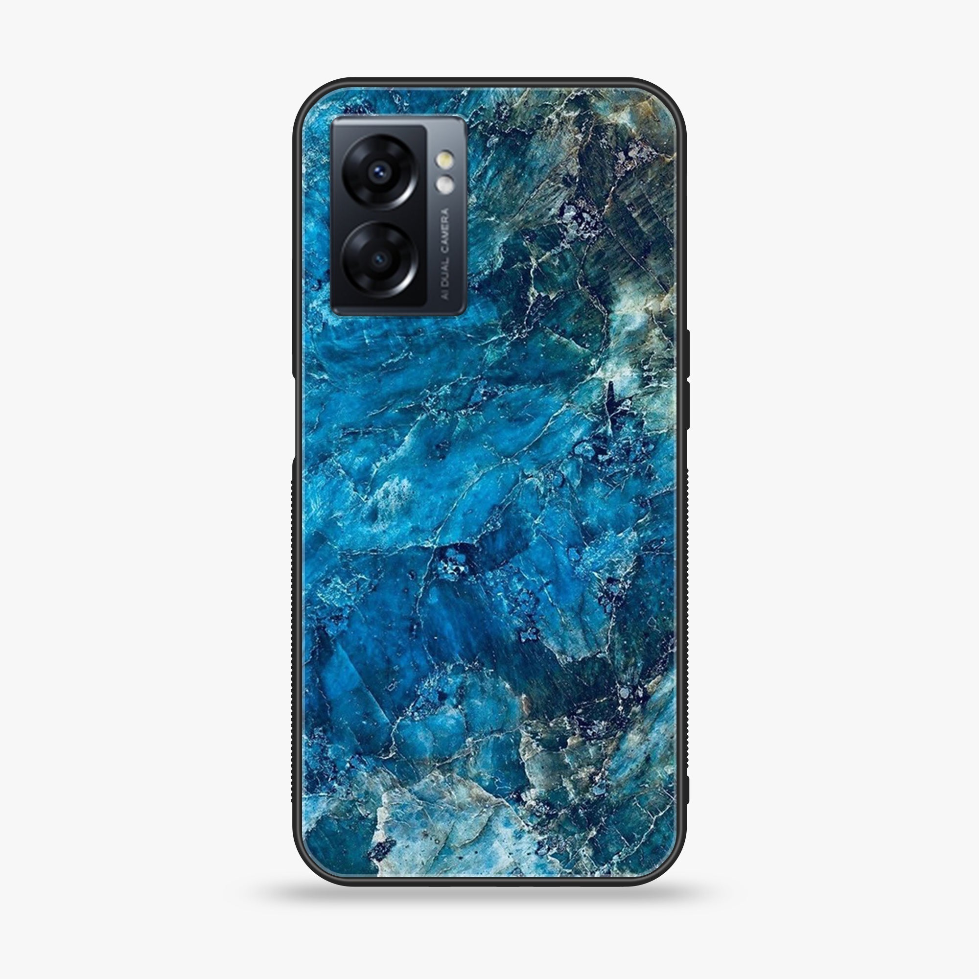 Oppo A77 4G - Blue Marble Series - Premium Metal Printed soft Bumper shock Proof Case
