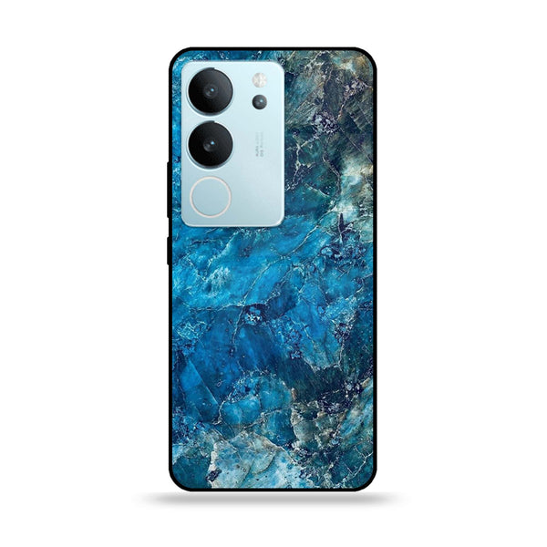 Vivo V29 - Blue Marble Design 10 - Premium Printed Glass soft Bumper shock Proof Case CS-7690 CS-7691