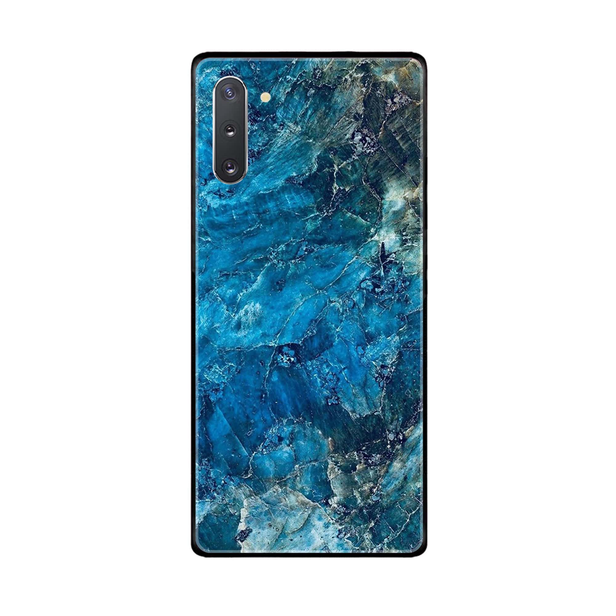 Samsung Galaxy Note 10  Blue Marble Series Premium Printed Glass soft Bumper shock Proof Case