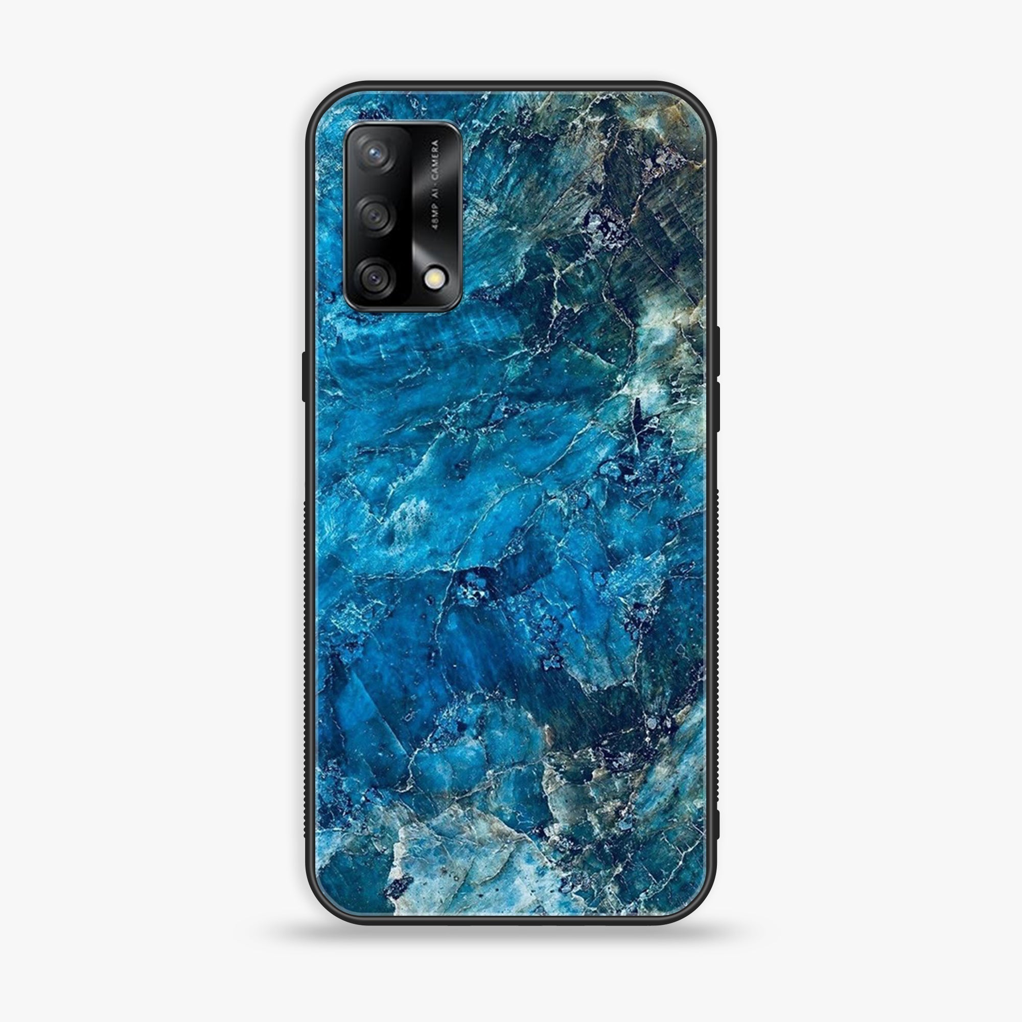 Oppo F19s  - Blue Marble Series - Premium Metal Printed soft Bumper shock Proof Case