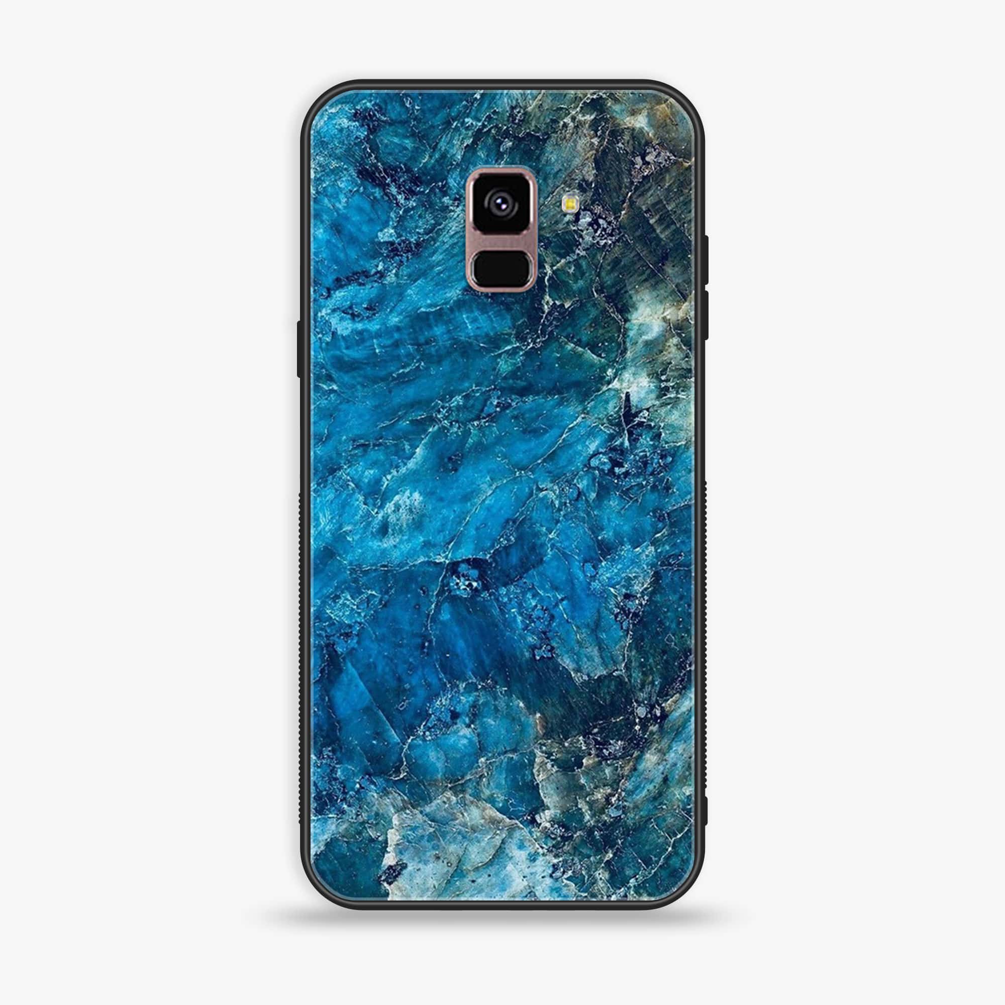 Samsung Galaxy A8+ (2018) - Blue Marble Series - Premium Printed Glass soft Bumper shock Proof Case