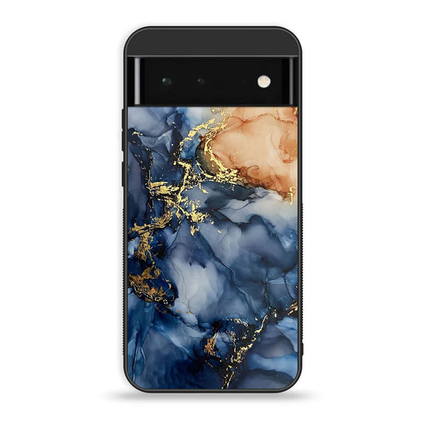 Google Pixel 6 Pro- Blue  Marble Series -  Design 9 Premium Printed Glass soft Bumper shock Proof Case  CS-20425