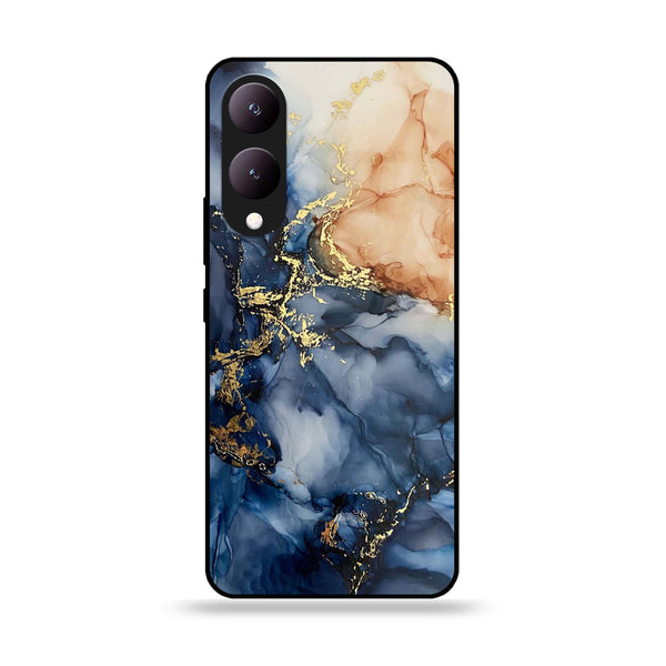 Vivo Y17S - Blue Marble Design 9- Premium Printed Glass soft Bumper shock Proof Case CS-11511 CS-13344