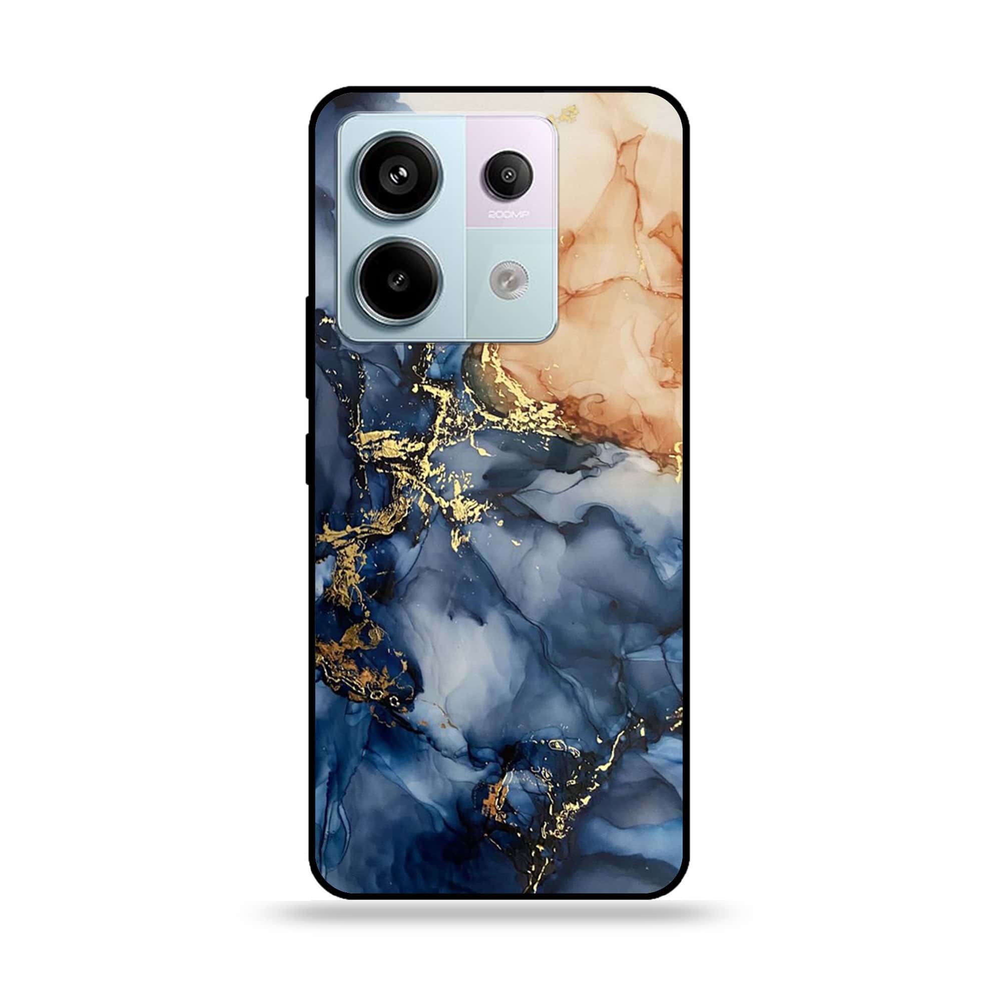 Redmi Note 13 - Blue Marble Series - Premium Metal Printed soft Bumper shock Proof Case