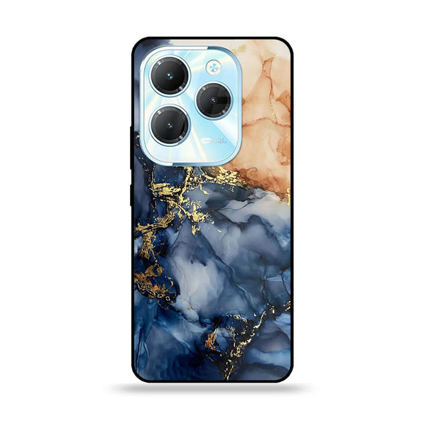 Infinix Hot 40 - Blue Marble Design 9 - Premium Printed Glass soft Bumper shock Proof Case CS-8064