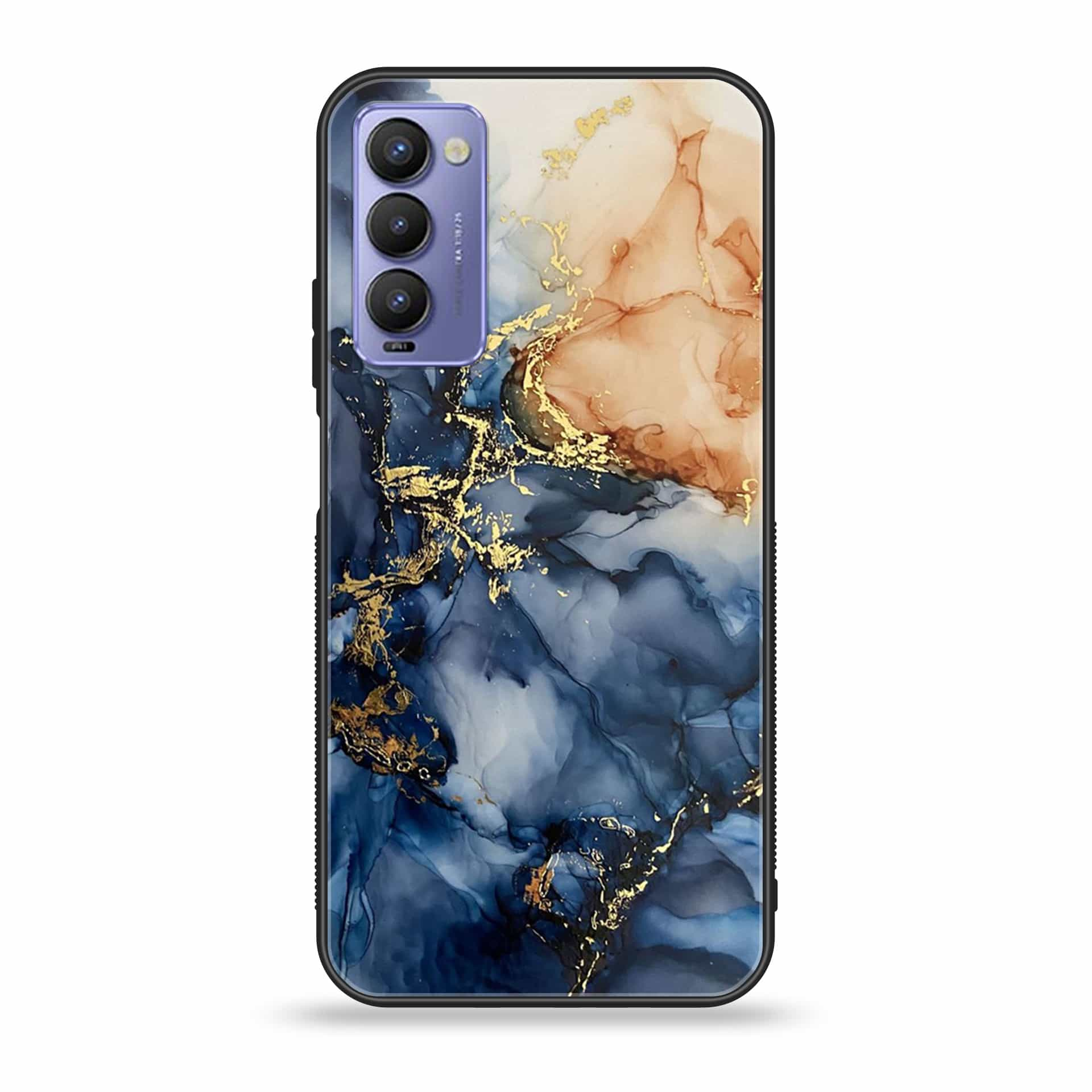 Tecno Camon 18 Premier Blue Marble series Premium Printed Glass soft Bumper shock Proof Case