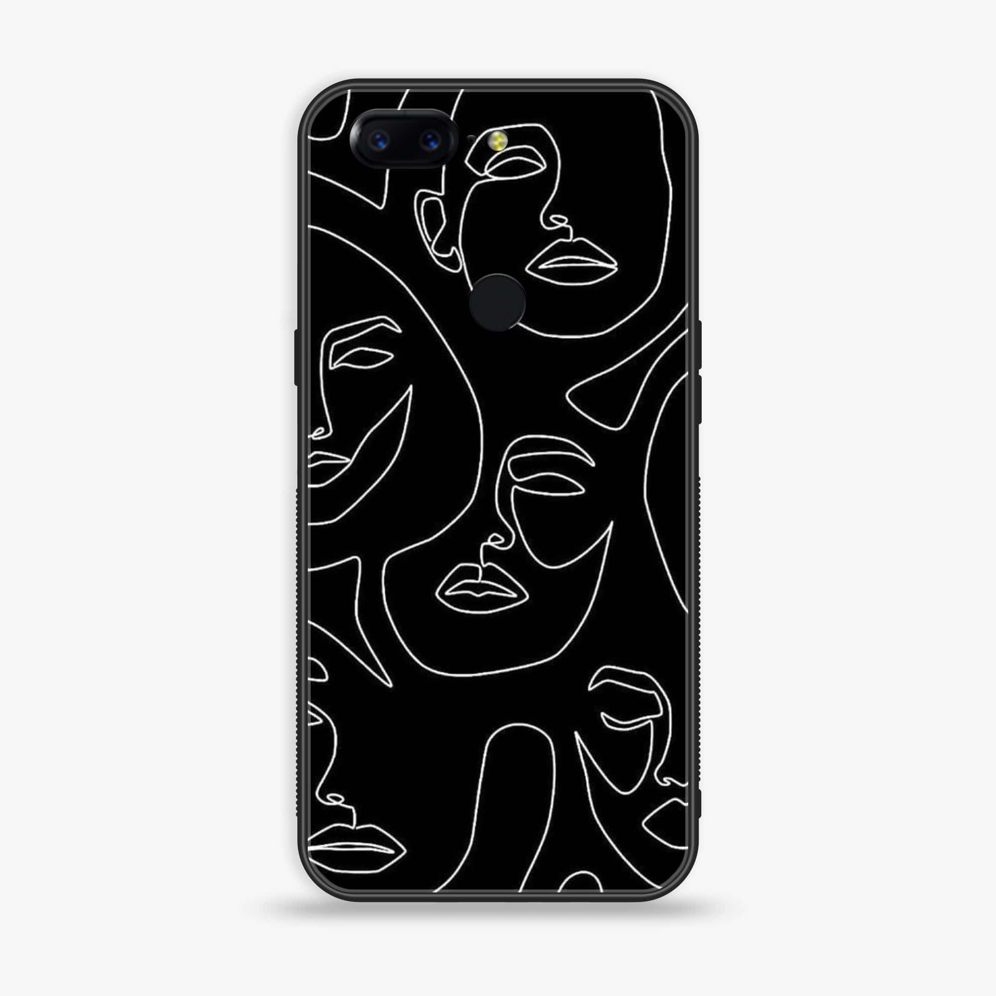 OnePlus 5T - Girls Line Art - Premium Printed Glass soft Bumper shock Proof Case