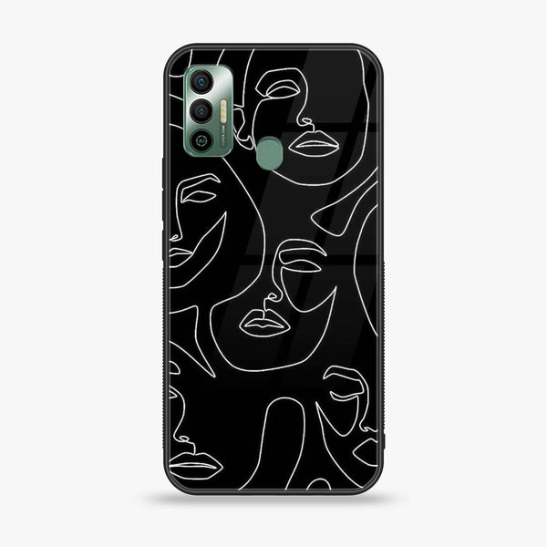 Tecno Spark 7 Girls Line Art Design 2 Premium Printed Glass soft Bumper shock Proof Case  CS-33964