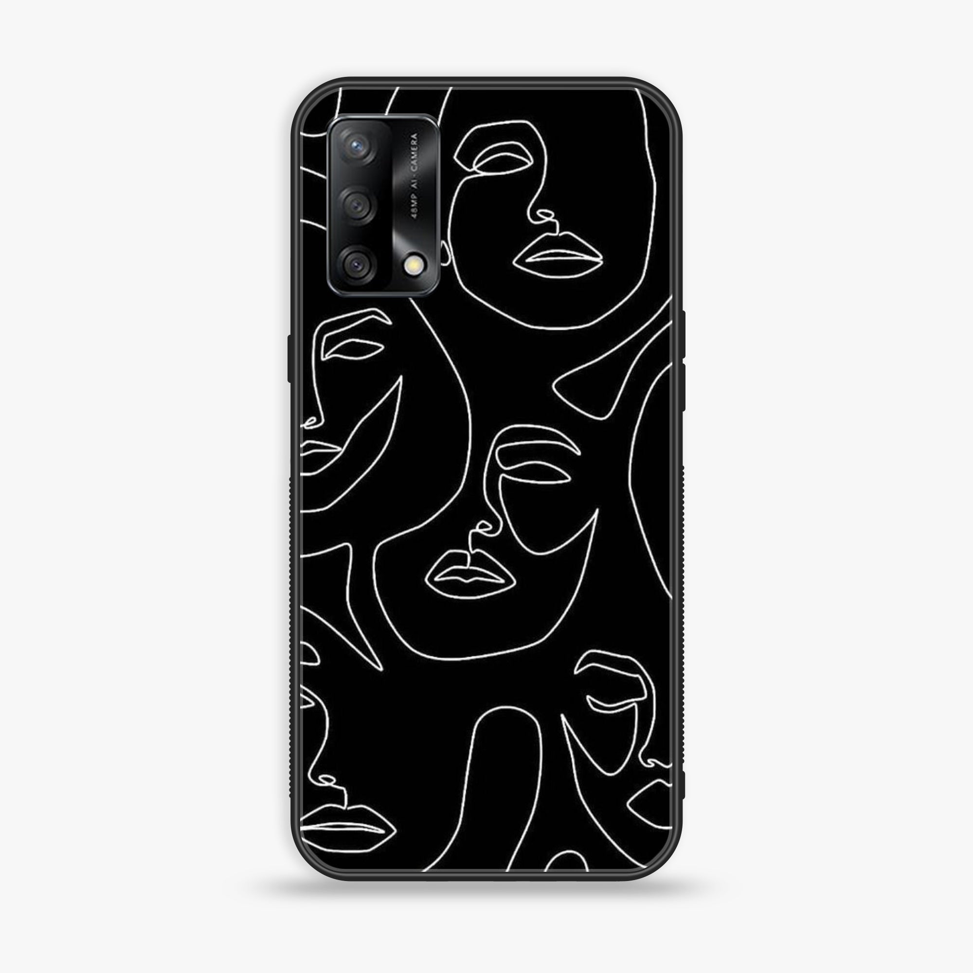 Oppo F19s  - Girl Line Art Series - Premium Metal Printed soft Bumper shock Proof Case