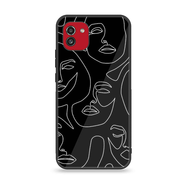 Samsung Galaxy A03 - Girls Line Art Design 2 - Premium Printed Glass soft Bumper shock Proof Case CS-24107