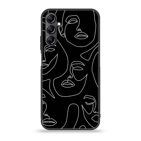 Samsung Galaxy A14 - Girl Line Art Design 2 - Premium Printed Glass soft Bumper shock Proof Case CS-15916