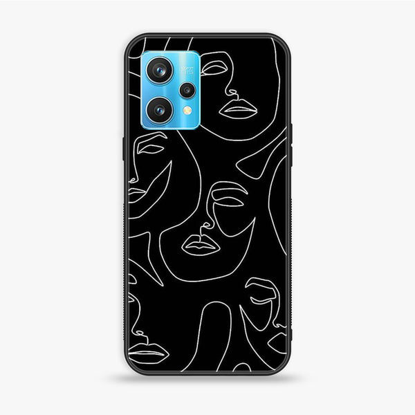 Realme 9 Pro Plus - Girls Line Art Series - Premium Printed Glass soft Bumper shock Proof Case