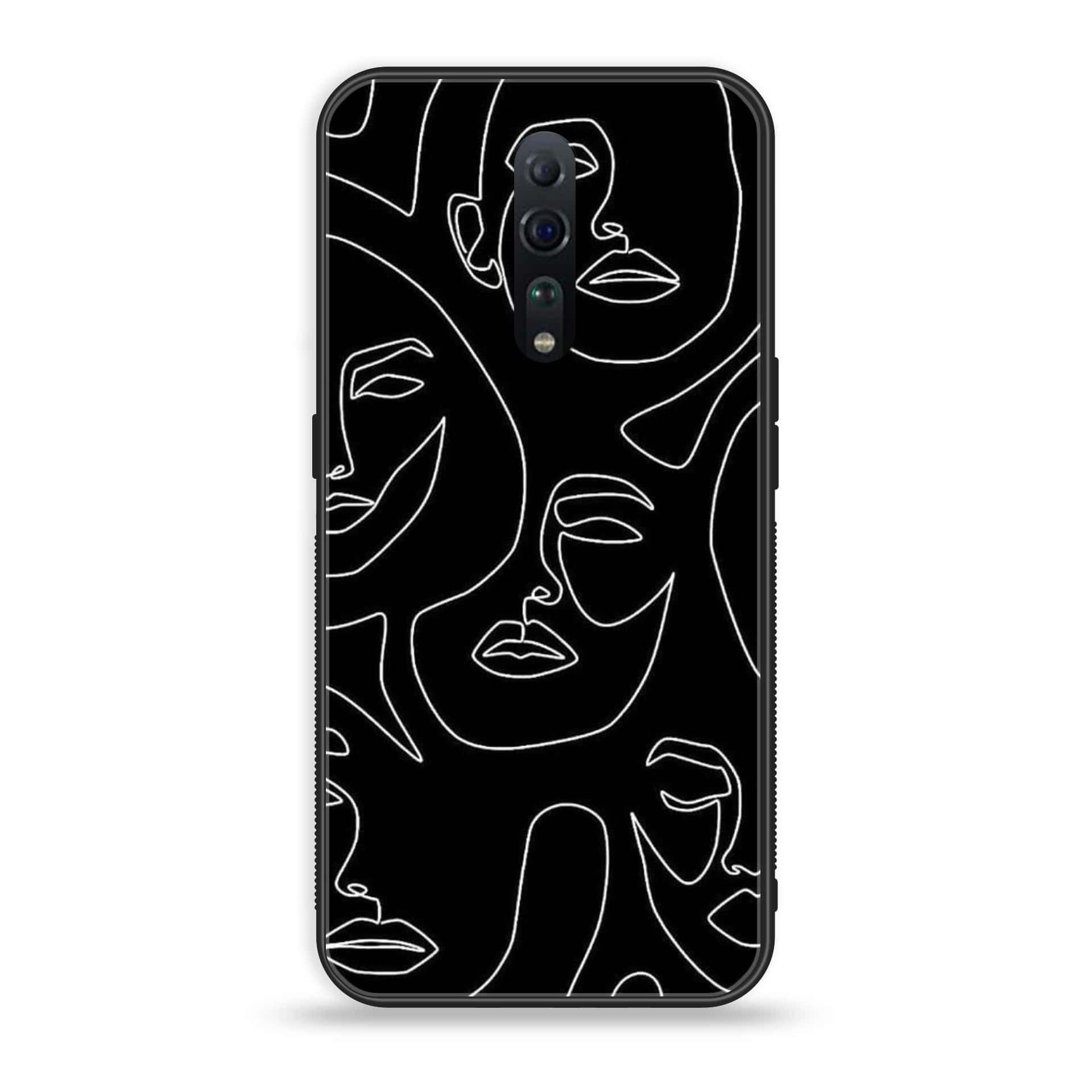 Oppo Reno Z - Girls Line Art Series - Premium Printed Glass soft Bumper shock Proof Case