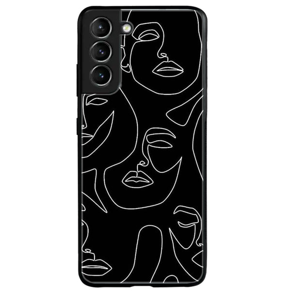 Galaxy S21 Plus - Girls Line Art Design 2 - Premium Metal Printed soft Bumper shock Proof Case  CS-35706
