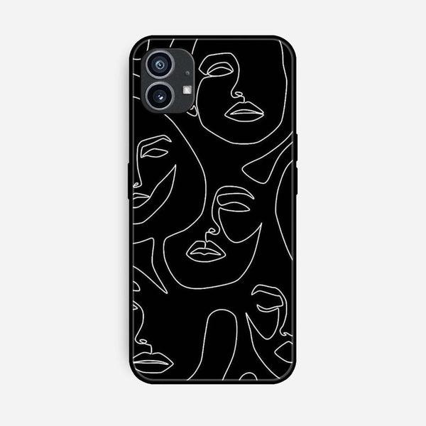 Nothing Phone 1  Girl Line Art Series Premium Printed Glass soft Bumper shock Proof Case