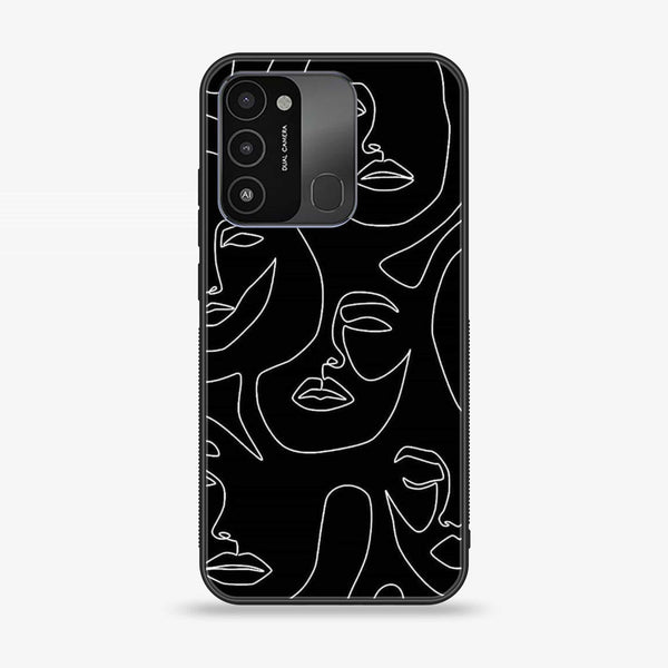 Tecno Spark Go 2022 Girl Line Art Design 2  Premium Printed Glass soft Bumper shock Proof Case CS-22035