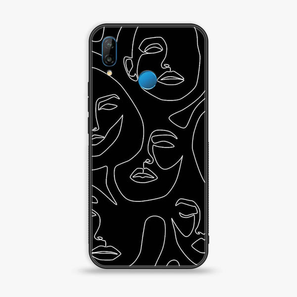 Huawei Y9 (2019) - Girls Line Art Design 2- Premium Printed Glass soft Bumper shock Proof Case CS-44685