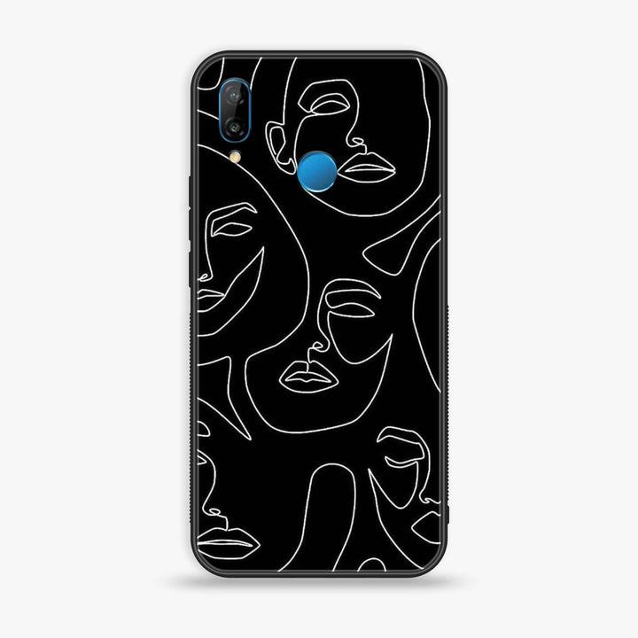 Huawei Y9 (2019) - Girls Line Art Design 2- Premium Printed Glass soft Bumper shock Proof Case CS-44685