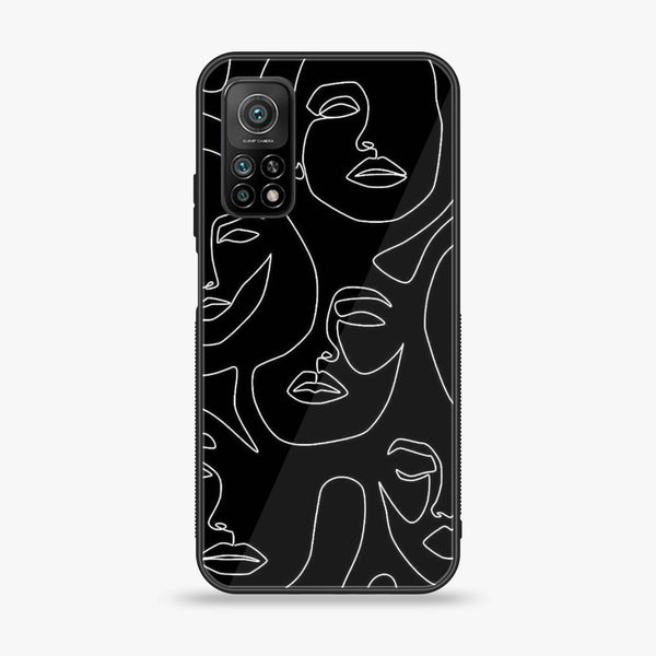 Xiaomi Mi 10T Girls Line Art Design 2 Premium Printed Glass soft Bumper shock Proof Case  CS-36433