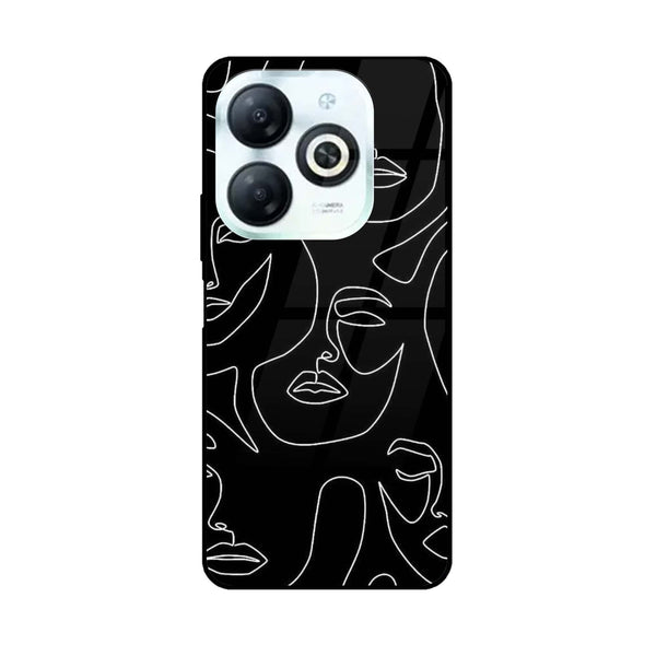 Tecno Spark GO 2024/ Smart 8/ Spark 20/ 20c/ Pop 8/ Hot 40i - Girls Line Art Design 2 - Premium Printed Glass soft Bumper shock Proof Case CS-24985