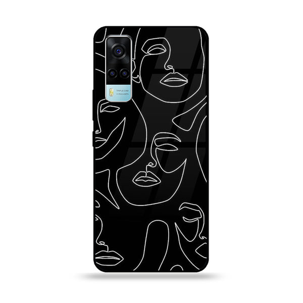 Vivo Y53s 4G Girls Line Art Design 2 Premium Printed Glass soft Bumper shock Proof Case CS-19265