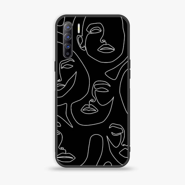 Oppo Reno 3 / OPPO A91 / F15 - Girls Line Art Design 2 - Premium Printed Glass soft Bumper shock Proof Case CS-42628