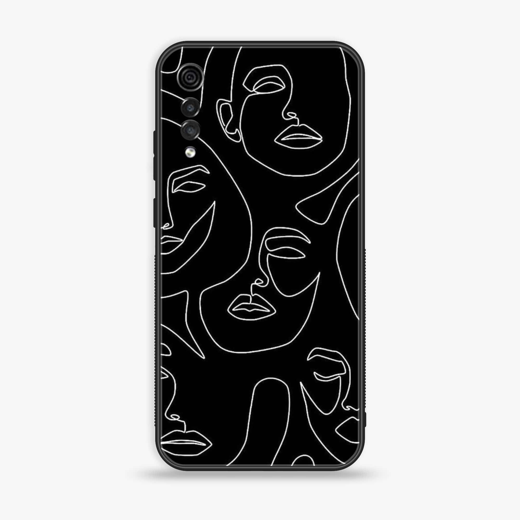 LG Velvet - Girls Line Art Series - Premium Printed Glass soft Bumper shock Proof Case