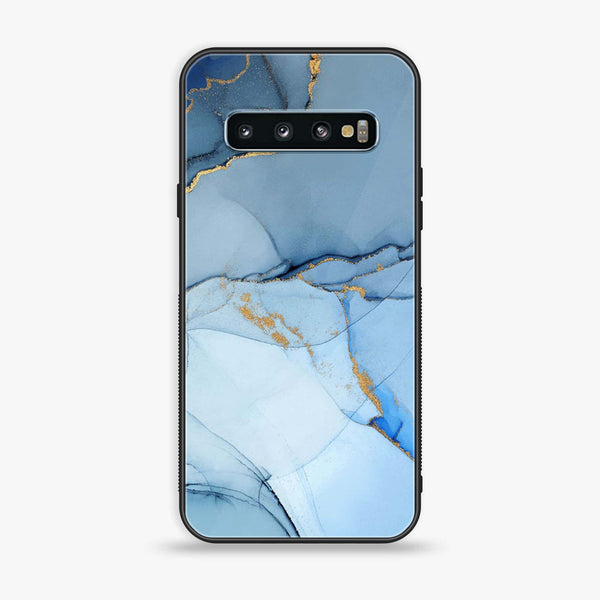 Samsung Galaxy S10 - Blue Marble Design 8 - Premium Printed Glass soft Bumper shock Proof Case CS-9392