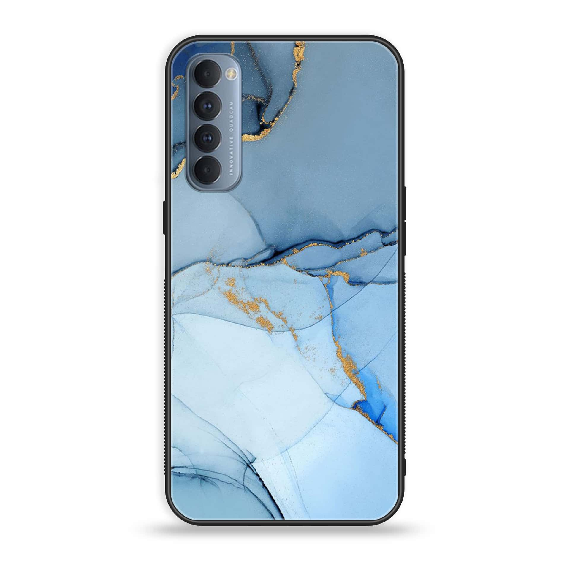 Oppo Reno 4 Pro 4G - Blue Marble Series - Premium Printed Glass soft Bumper shock Proof Case