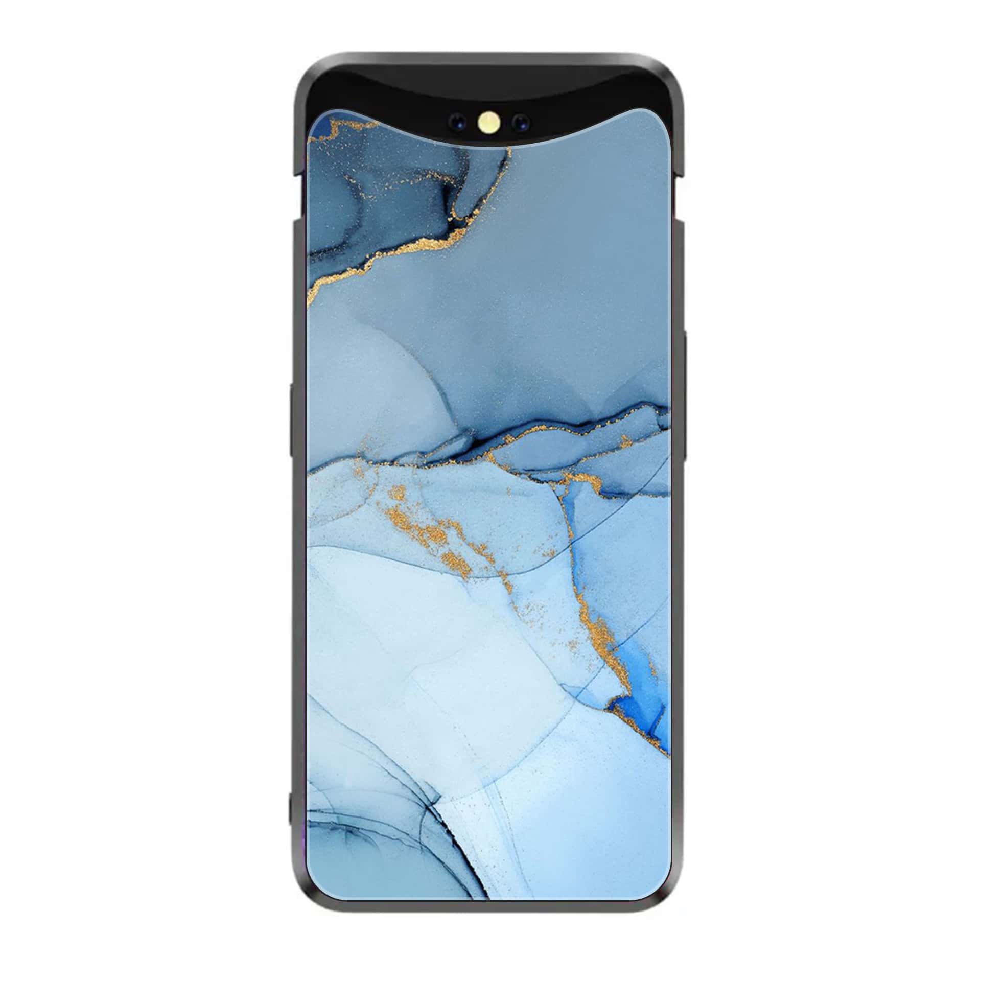 Oppo Find X - Blue Marble Series - Premium Printed Glass soft Bumper shock Proof Case