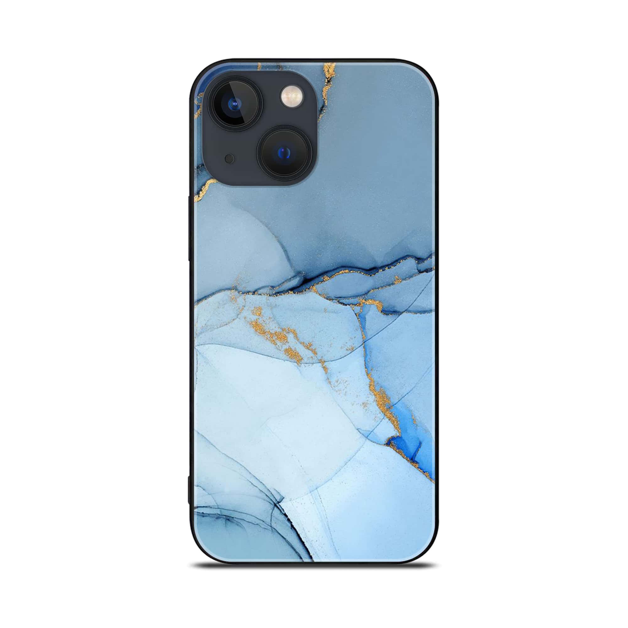 iPhone 14 - Blue Marble Series - Premium Printed Glass soft Bumper shock Proof Case