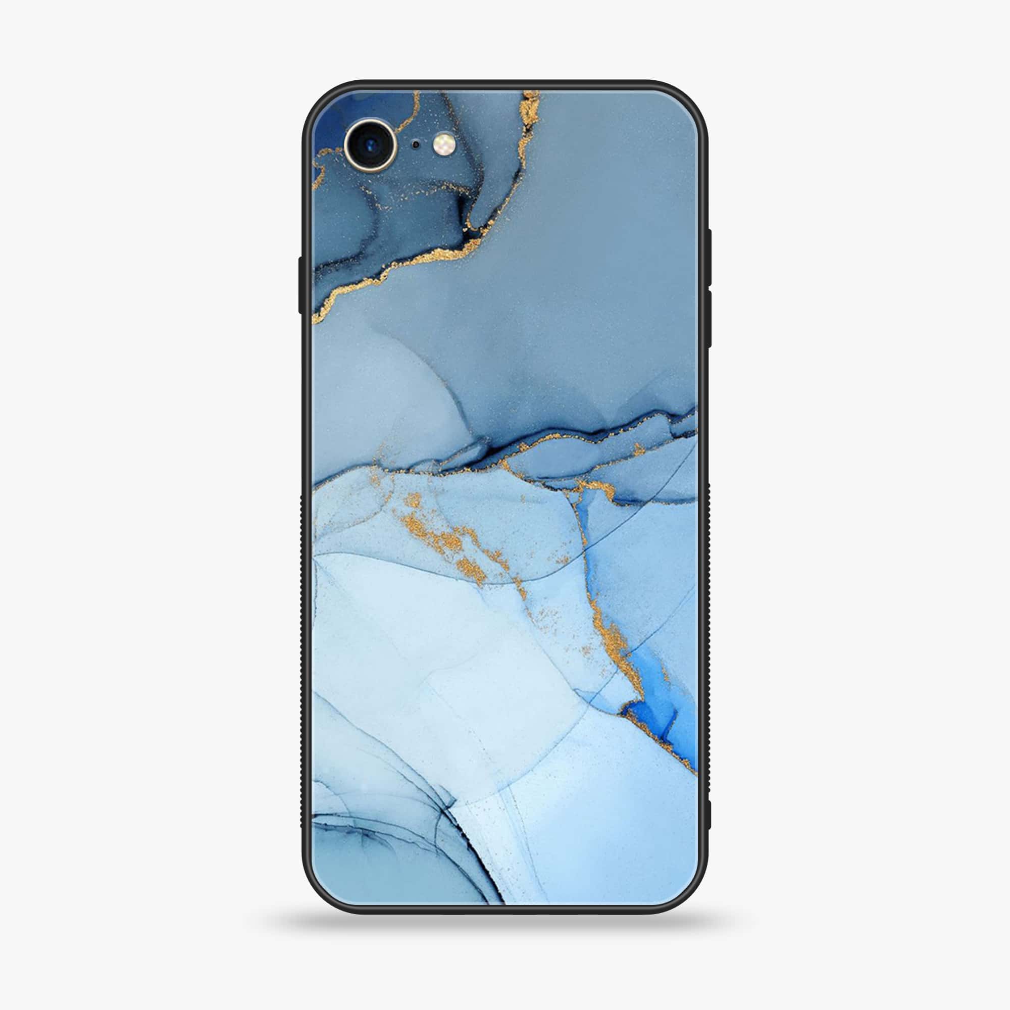 iPhone 8 - Blue Marble Series - Premium Printed Glass soft Bumper shock Proof Case