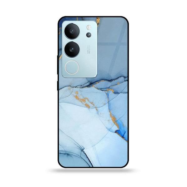 Vivo V29 - Blue Marble Design 8 - Premium Printed Glass soft Bumper shock Proof Case CS-8764