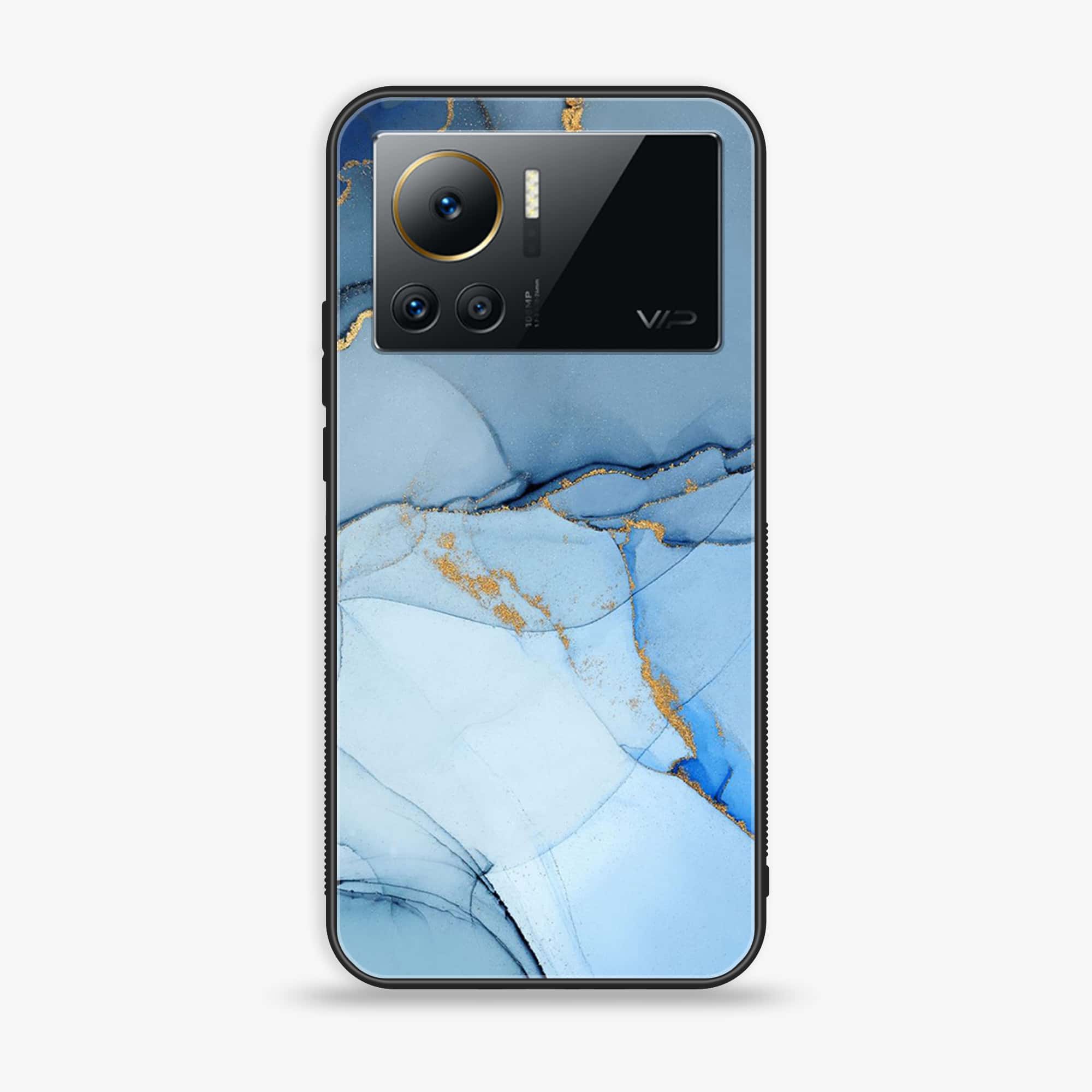 Infinix Note 12 VIP - Blue Marble Series - Premium Printed Glass soft Bumper shock Proof Case
