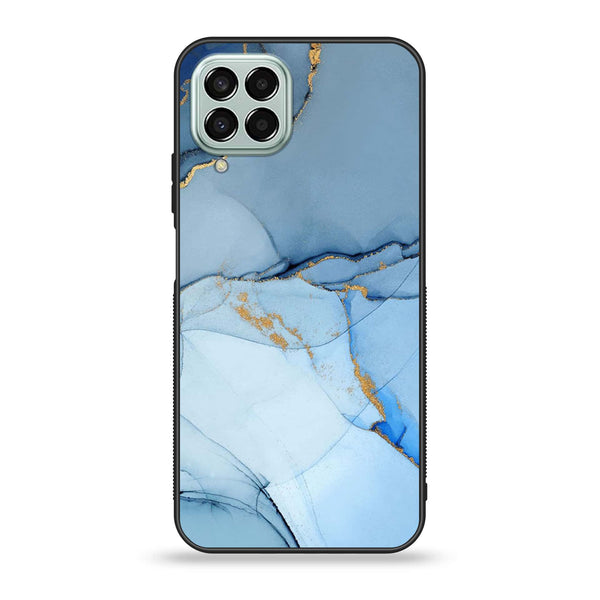 Samsung Galaxy M33 - Blue Marble Design 8- Premium Printed Glass soft Bumper shock Proof Case CS-7520