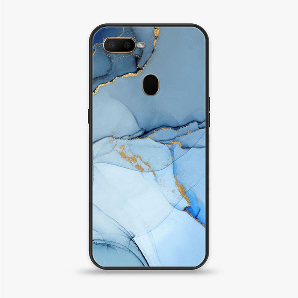 Oppo F9 - Blue Marble Series  Design 8 - Premium Printed Glass soft Bumper shock Proof Case CS-21523