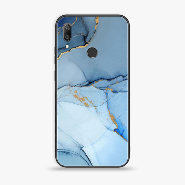 Huawei Y7 Prime (2019) - Blue Marble Design 8 - Premium Printed Glass soft Bumper shock Proof Case  CS-38853
