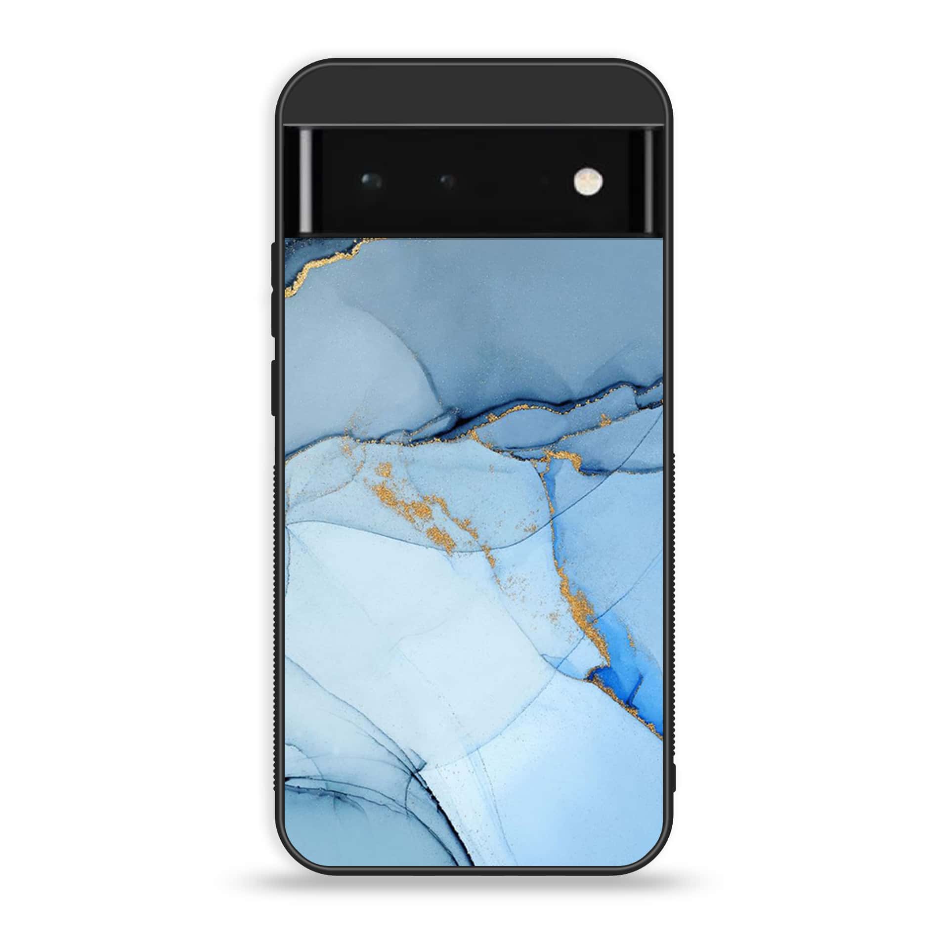 Google Pixel 6 Pro- Blue  Marble Series - Premium Printed Glass soft Bumper shock Proof Case