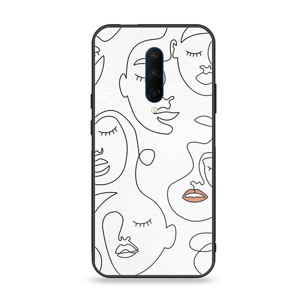 OnePlus 7 Pro - Girls Line Art Series - Premium Printed Glass soft Bumper shock Proof Case