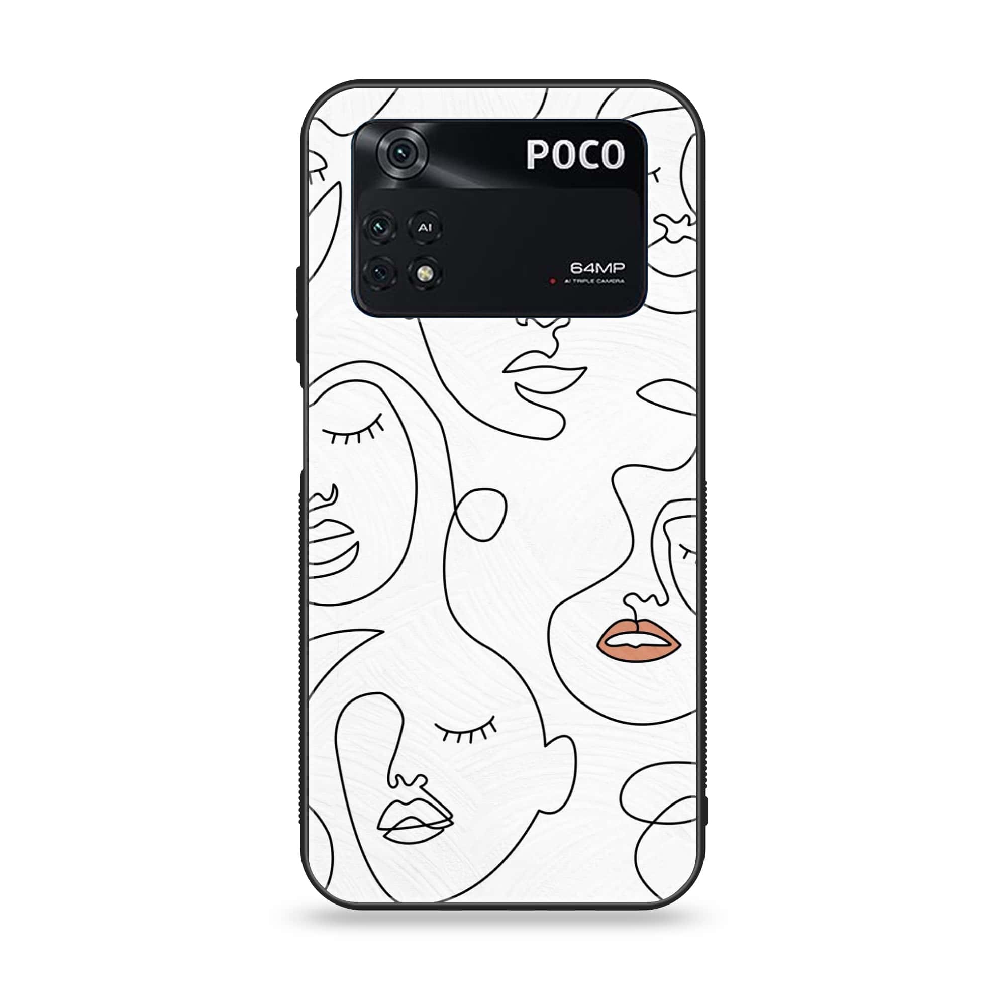 Xiaomi Poco M4 Pro 4G - Girls Line Art Series - Premium Printed Glass soft Bumper shock Proof Case