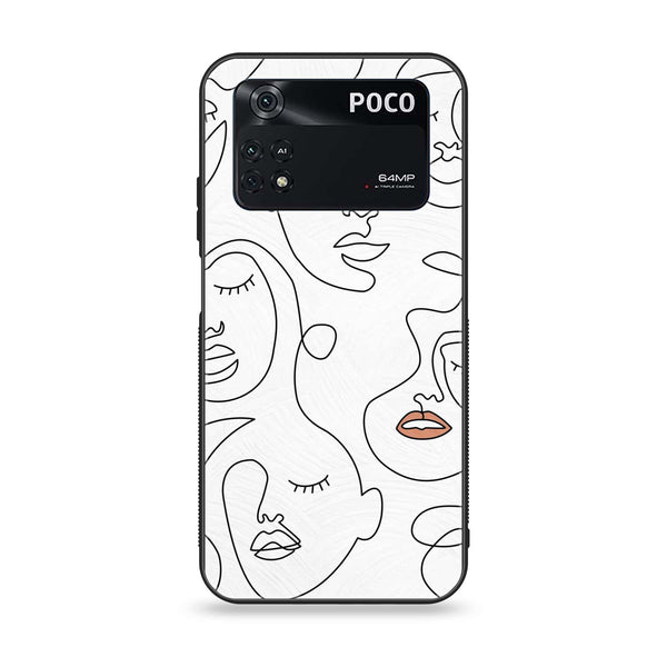 Xiaomi Poco M4 Pro 4G - Girls Line Art Series - Premium Printed Glass soft Bumper shock Proof Case