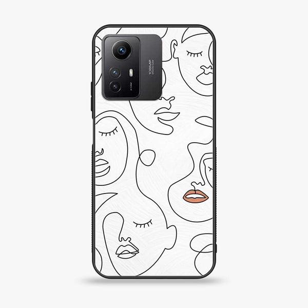 Xiaomi Redmi Note 12S - Girls Line Art Series - Premium Printed Glass soft Bumper shock Proof Case